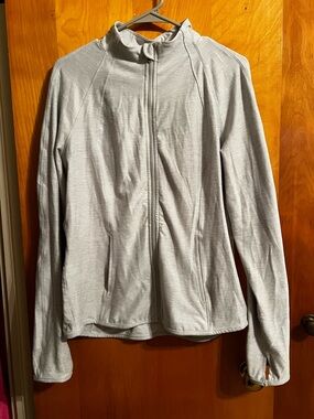Yogalicious Light Gray Full-Zip Utility Jacket